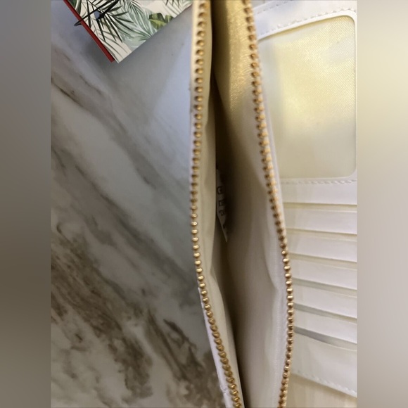 SOLD NWT Badgley Mischka White Quilted Long Cardholder Wallet NWT Vegan Leather - Picture 8 of 11